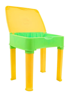 Chanak Safe & Sturdy Study Table & Chair Set, Multi-Functional Storage, and Ergonomic Design for Children's Comfort and Safety, 100% Non-Toxic, BIS Approved (Green-Yellow) chanak