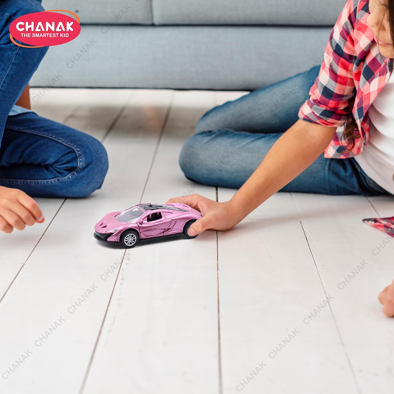 Chanak Premium Metal Die-Cast Sports Racer Car, Metal Car with Realistic Engine Sound, LED Lights, Open & Close Doors, Pull Back Car Zinc Alloy for Kids Above 3 Years, BIS Approved (Pink) chanak