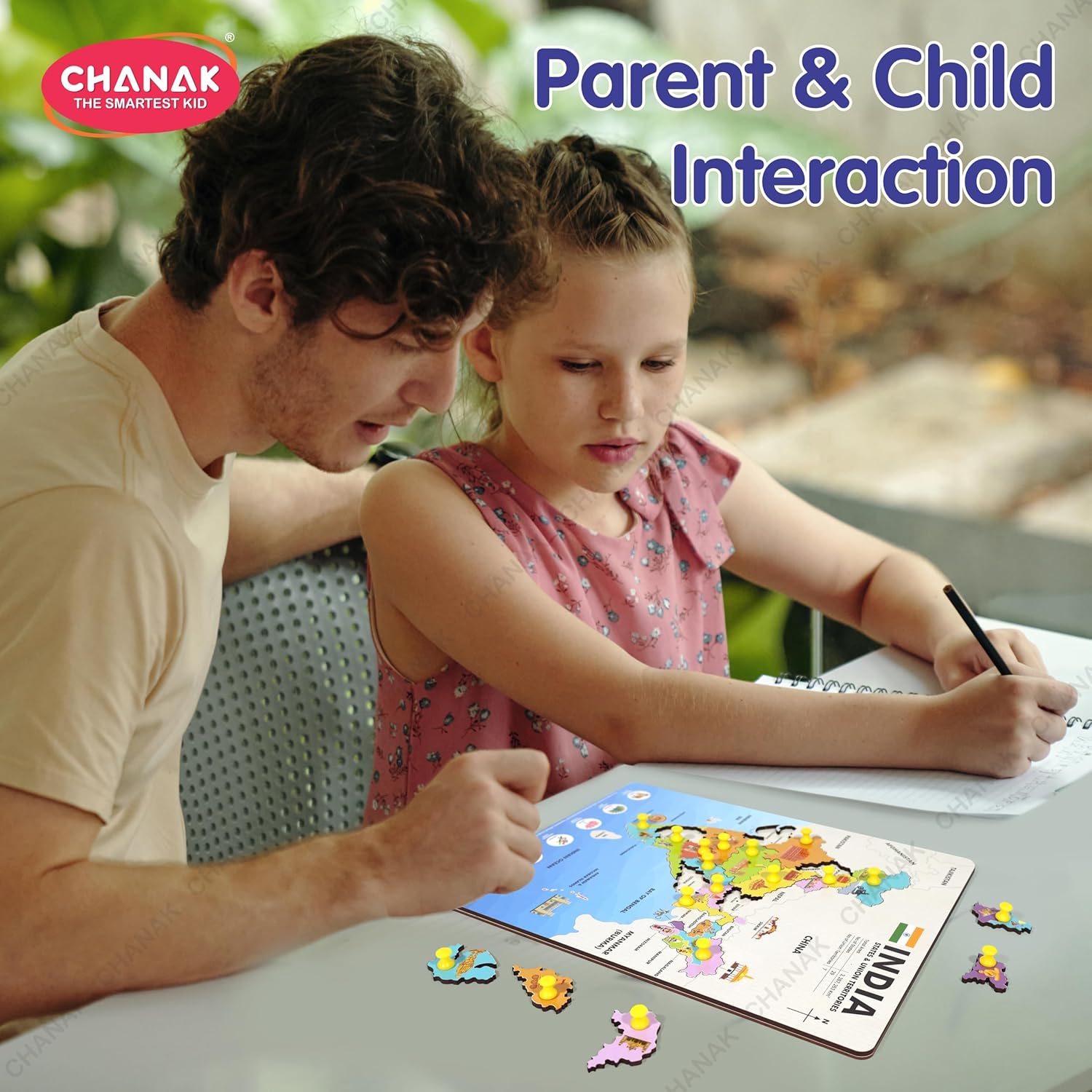 Chanak Wooden India States Puzzle for Kids – Durable MDF Board with UV-Printed State Shapes – Educational & Montessori Learning Toy for Ages 3+
