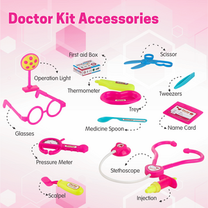 Chanak Doctor Playset for Kids, Pretend Play Doctor Set with Foldable Suitcase for Kids, Doctor Kit Toyset for Kids Above 3 Years, BIS Approved. (Pink) chanak