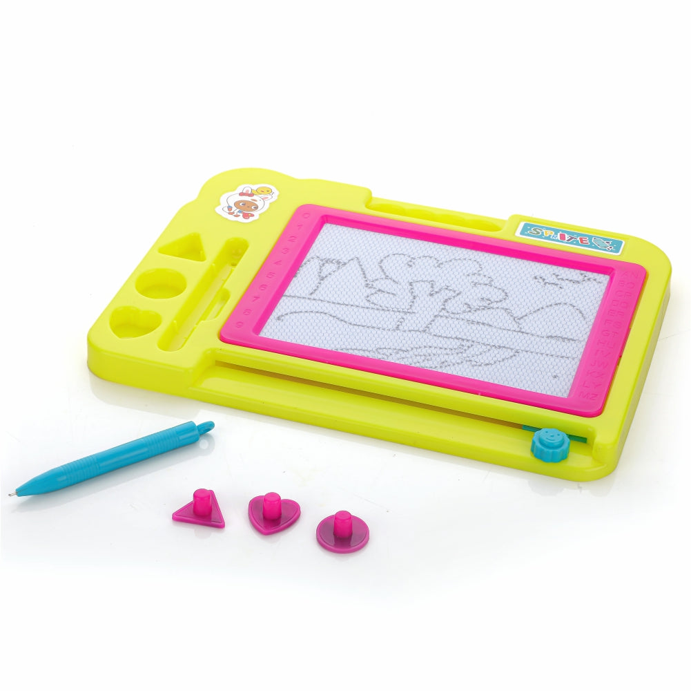 Chanak's Magnetic Slate Board for Learning Writing and Drawing, Magnetic Pen and Stamps (Yellow) - chanak