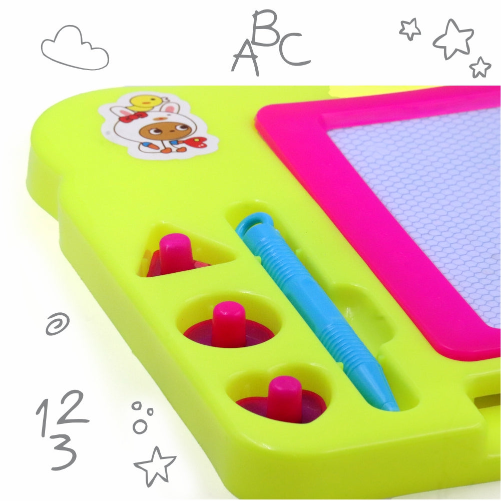 Chanak's Magnetic Slate Board for Learning Writing and Drawing, Magnetic Pen and Stamps (Yellow) Aditi Toys Pvt. Ltd.
