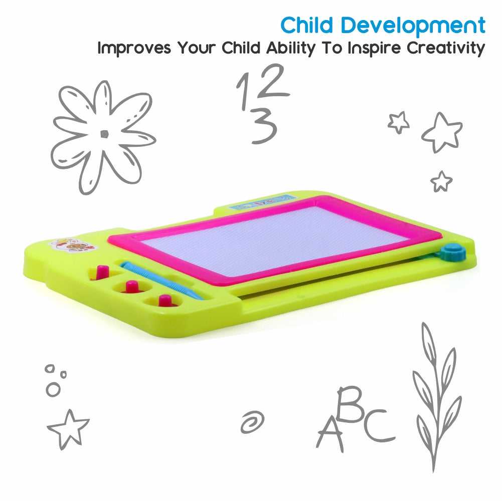 Chanak's Magnetic Slate Board for Learning Writing and Drawing, Magnetic Pen and Stamps (Yellow) Aditi Toys Pvt. Ltd.