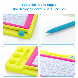 Chanak's Magnetic Slate Board for Learning Writing and Drawing, Magnetic Pen and Stamps (Yellow) Aditi Toys Pvt. Ltd.