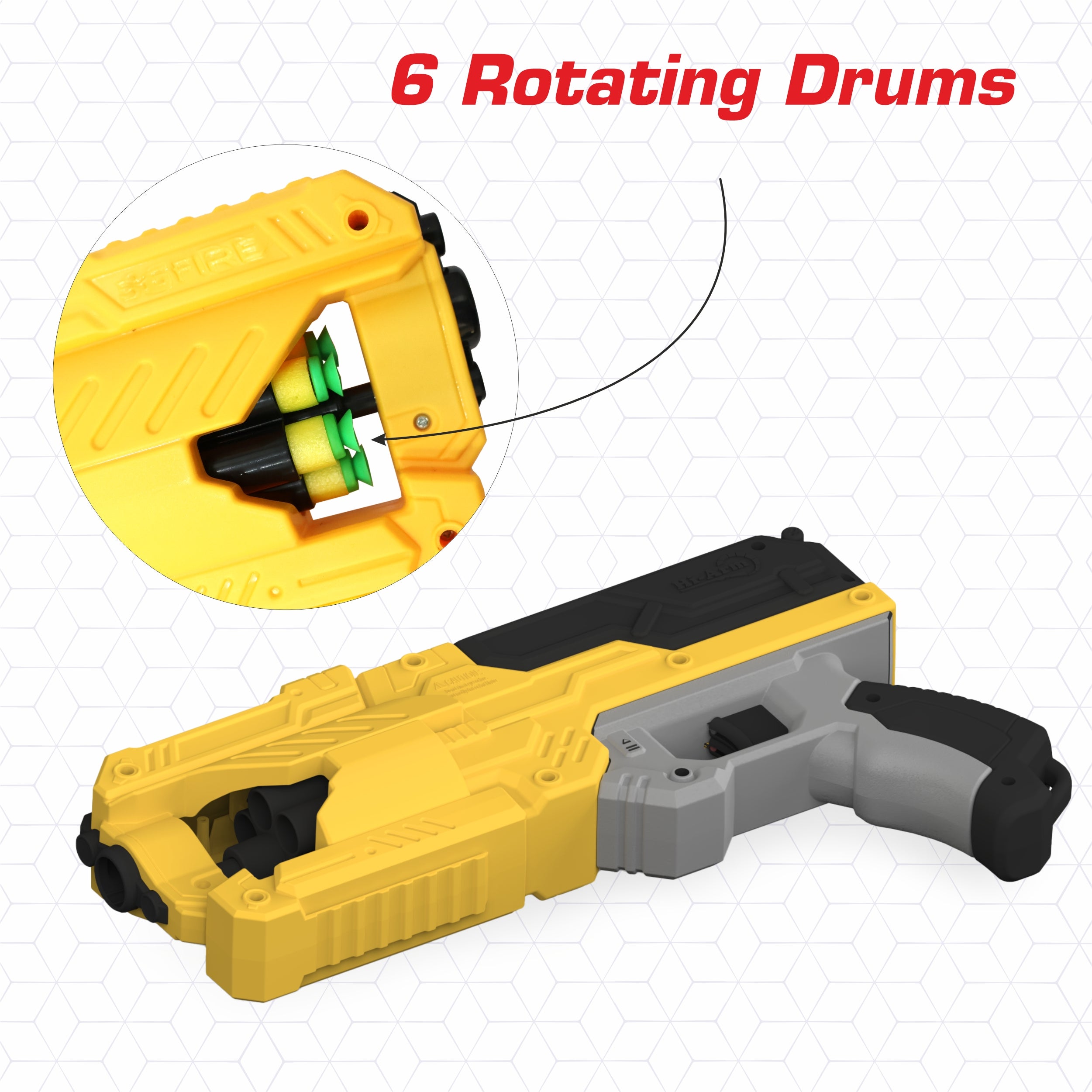 Chanak Six-Dart Rapid Fire Blaster Toy Gun Yellow Aditi Toys Pvt. Ltd.