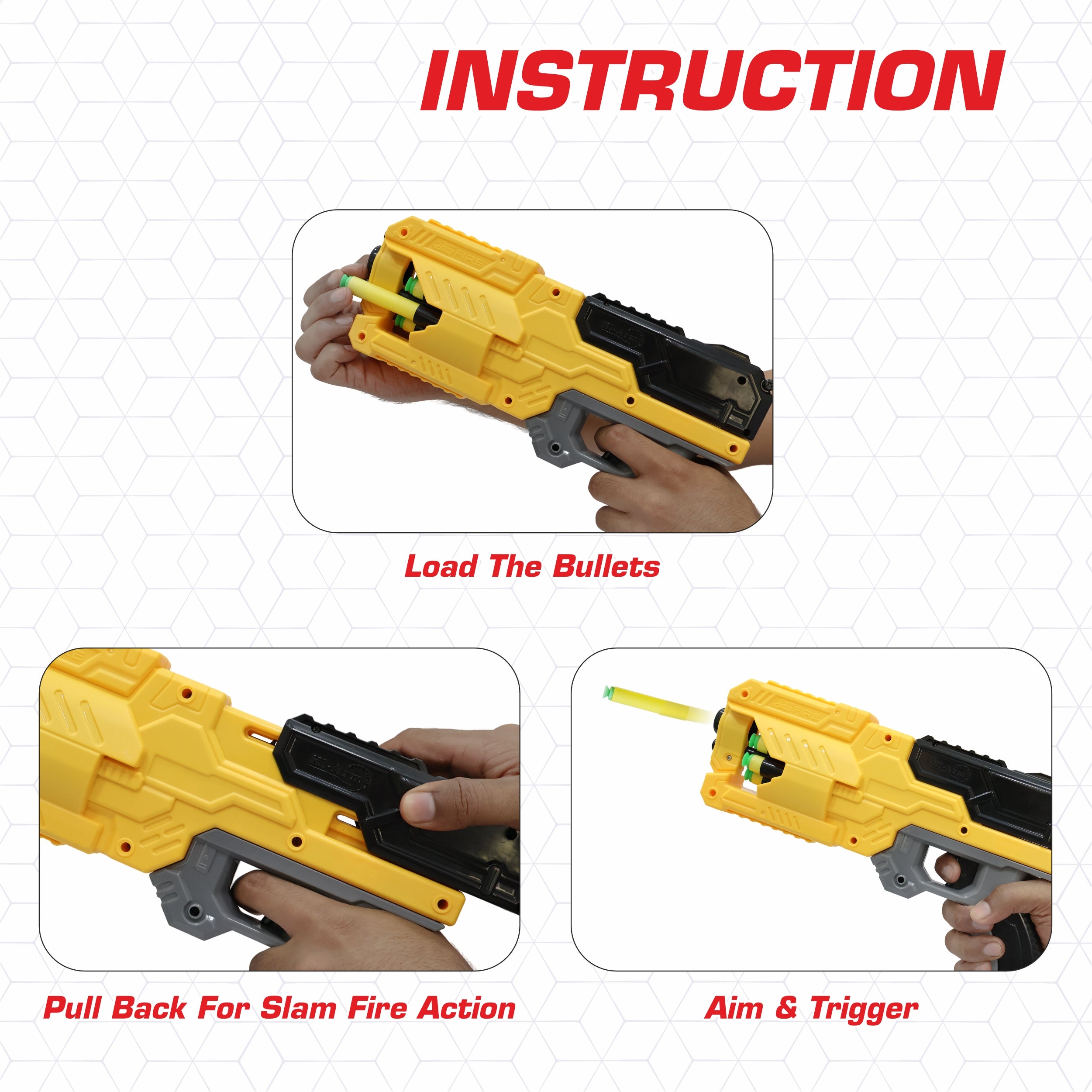 Chanak Six-Dart Rapid Fire Blaster Toy Gun Yellow Aditi Toys Pvt. Ltd.
