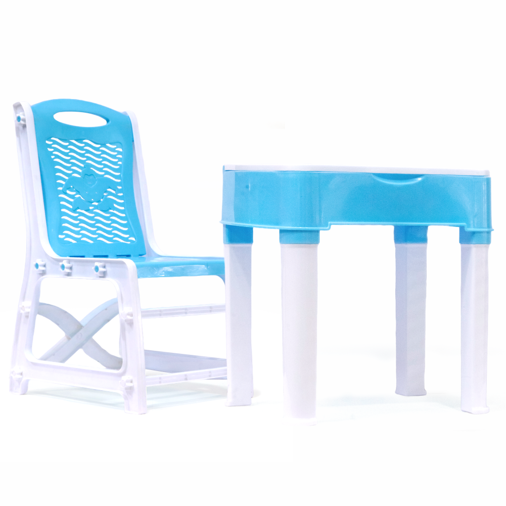 Chanak's Children's Safe & Sturdy Study Table & Chair Set (White & SkyBlue) Aditi Toys Pvt. Ltd.
