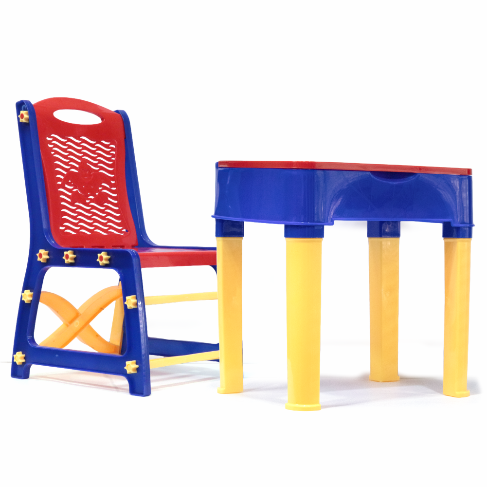 Chanak Study Table and Chair for Kids with Storage (Red Blue