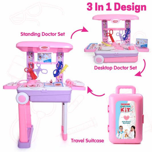 Premium Doctor Set Trolley for Kids with LED Light Instruments (Pink) Aditi Toys Pvt. Ltd.