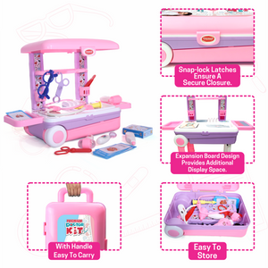 Premium Doctor Set Trolley for Kids with LED Light Instruments (Pink) Aditi Toys Pvt. Ltd.