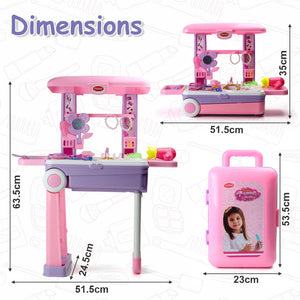Chanak 2-in-1 Kids Pretend Play Combo – Kitchen Set with Realistic Stove & Beauty Set Trolley | 49 PCS | 3-in-1 Convertible | Gift for Girls (Ages 2–5) Aditi Toys Pvt. Ltd.