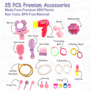 Chanak 2-in-1 Kids Pretend Play Combo – Kitchen Set with Realistic Stove & Beauty Set Trolley | 49 PCS | 3-in-1 Convertible | Gift for Girls (Ages 2–5) Aditi Toys Pvt. Ltd.