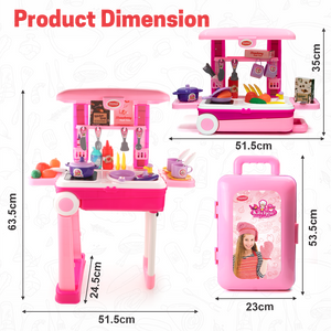 Chanak 2-in-1 Kids Pretend Play Combo – Kitchen Set with Realistic Stove & Beauty Set Trolley | 49 PCS | 3-in-1 Convertible | Gift for Girls (Ages 2–5) Aditi Toys Pvt. Ltd.