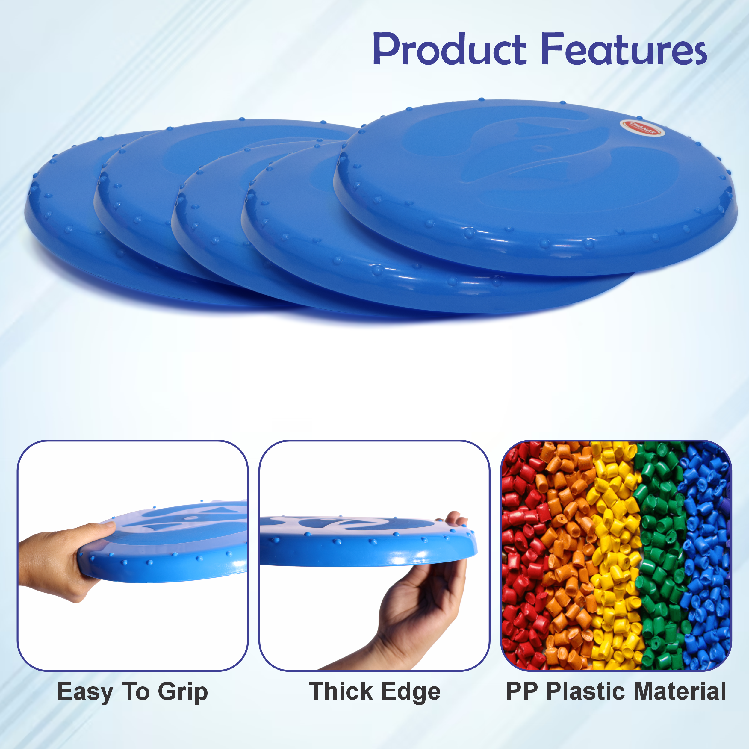 Chanak Flying Disc Frisbee Picnic, Beach, Garden Disc Throwing Sports Outdoor Game for Kids & Adults, Blue Pack of 5 chanak