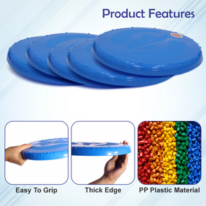 Chanak Flying Disc Frisbee Picnic, Beach, Garden Disc Throwing Sports Outdoor Game for Kids & Adults, Blue Pack of 5 chanak