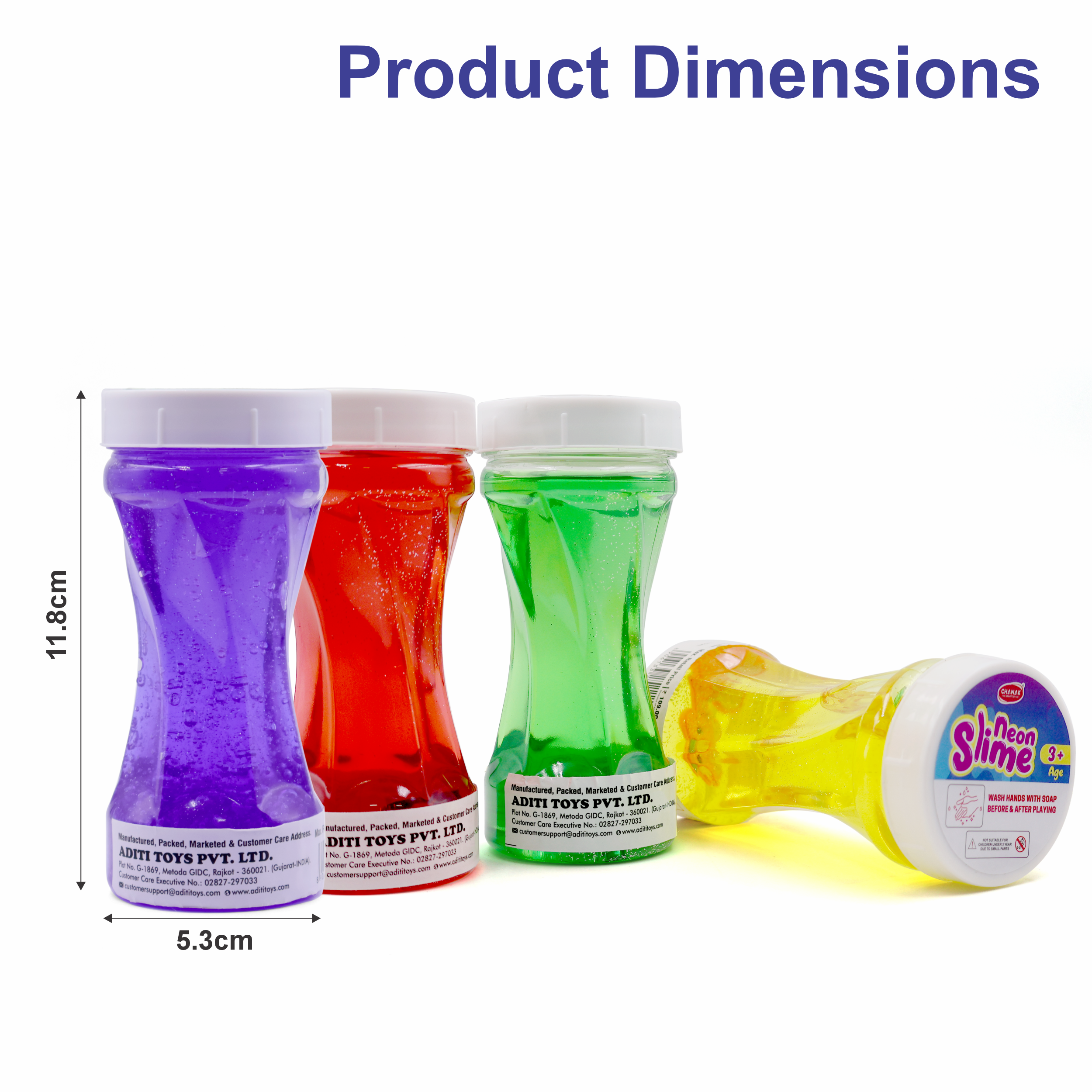 Chanak Neon Colored Glitter Scented Slime Kit - Soft, Non-Sticky, Stress-Relief Non-Toxic Squishy Slime Toy Multicolor for Kids For Boys Girls, Above 5+ Age Each 150ml (Pack of 4) chanak