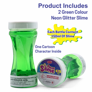 Chanak Neon Colored Glitter Scented Slime Kit - Soft, Non-Sticky, Stress-Relief Non-Toxic Squishy Slime Toy Multicolor for Kids For Boys Girls, Above 5+ Age Each 150ml (Green Pack of 2) chanak