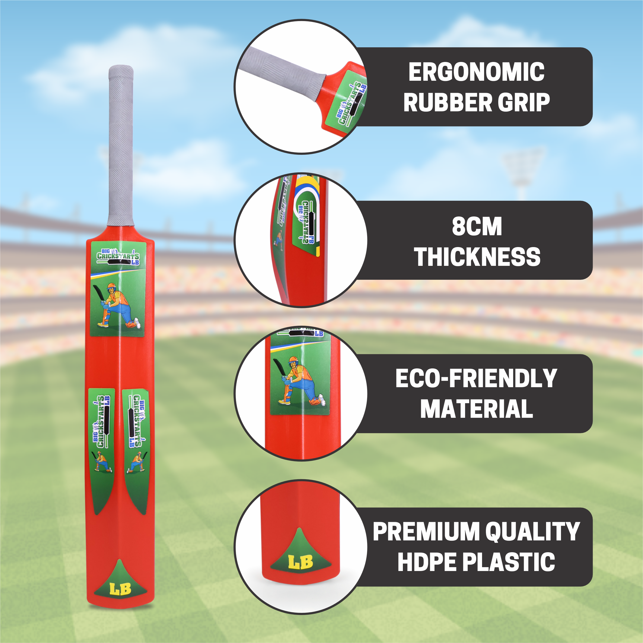 Chanak Big Cricket Turf Bat for Boys & Girls, 34.5 inch 1 Cricket Bat for Indoor & Outdoor Activity, Cricket Bat for Kids & Adults Above 15 Year(Big Turf Bat) Red chanak