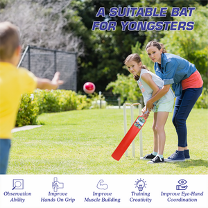 Chanak Big Cricket Turf Bat for Boys & Girls, 34.5 inch 1 Cricket Bat for Indoor & Outdoor Activity, Cricket Bat for Kids & Adults Above 15 Year(Big Turf Bat) Red chanak