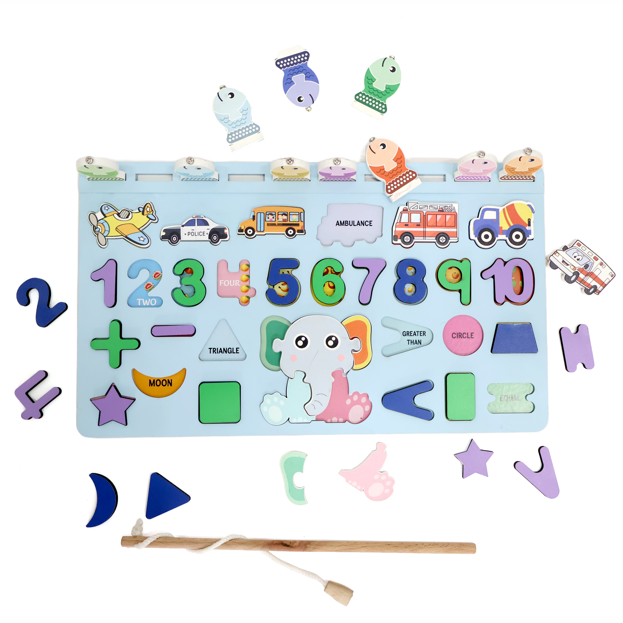Chanak 5 in 1 Wooden Magnetic Fishing Puzzle Game for Kids