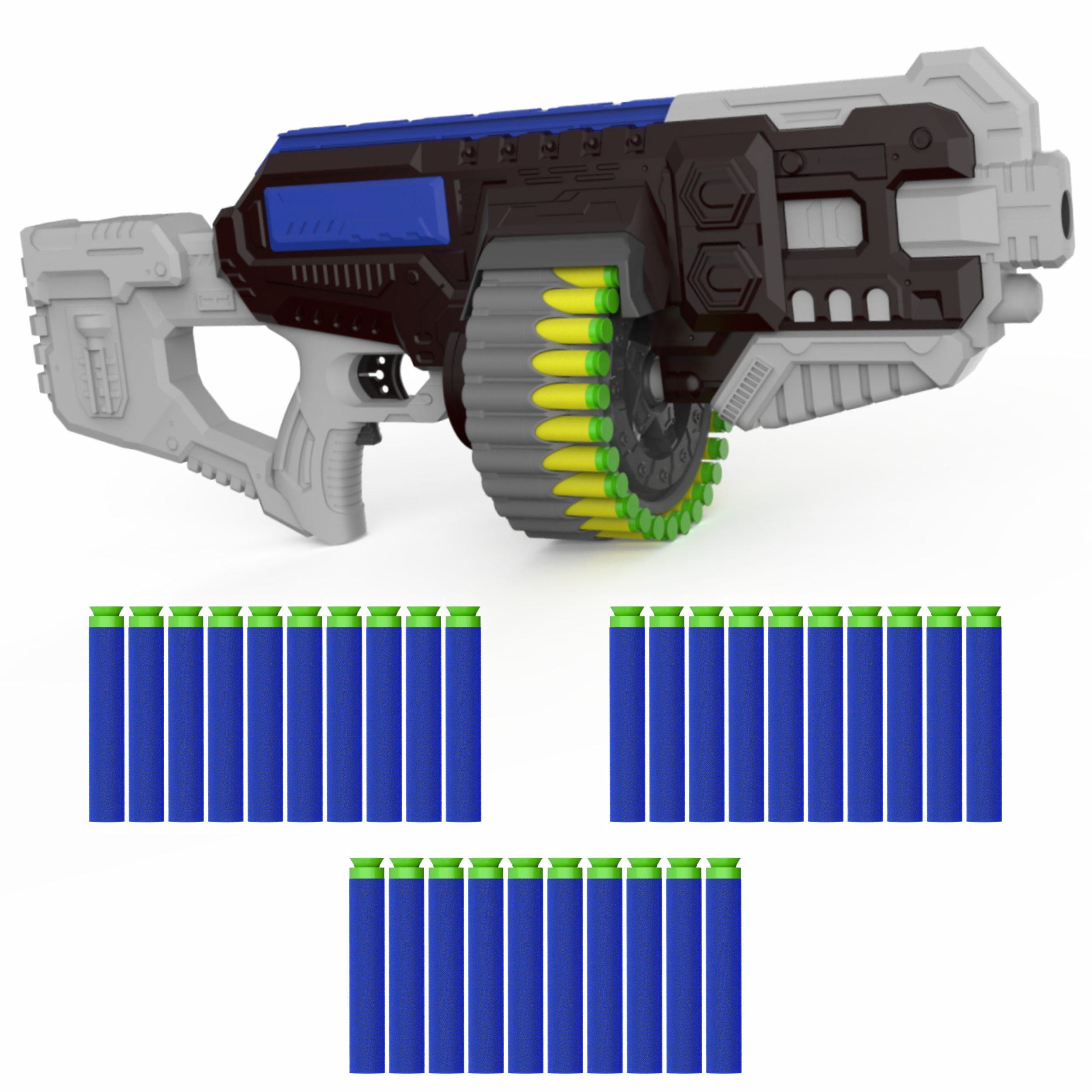 Street Viper Big Blaster Motorized Dart Gun Toy Includes 30 Soft Foam Bullet Darts, 60-Foot Firing Range, Rechargeable Electric Battery Design for Boys Girls, Above 5+ Age(Black-Orange) Aditi Toys Pvt. Ltd.