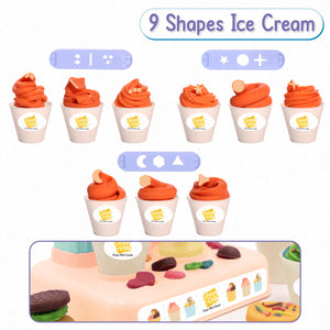 Chanak Play Dough Ice Cream Maker Set, Safe Non-Toxic Dough Kitchen Ice Cream Maker Including 6 Color Dough Tubes Each 50g For Boys Girls, Above 3+ Age (Ivory) chanak