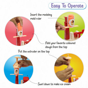 Chanak Play Dough Ice Cream Maker Set, Safe Non-Toxic Dough Kitchen Ice Cream Maker Including 6 Color Dough Tubes Each 50g For Boys Girls, Above 3+ Age (White) chanak