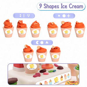 Chanak Play Dough Ice Cream Maker Set, Safe Non-Toxic Dough Kitchen Ice Cream Maker Including 6 Color Dough Tubes Each 50g For Boys Girls, Above 3+ Age (White) chanak