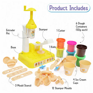 Chanak Scoop and Play, Ice Cream play Set With 6 Dough And 11 Stamps Molds chanak