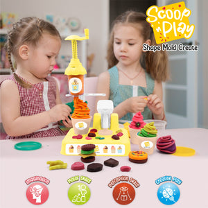 Chanak Scoop and Play, Ice Cream play Set With 6 Dough And 11 Stamps Molds chanak