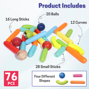 Chanak 76 Piece Magnetic Building Stick & Ball Blocks, Montessori Magnetic Funny Creation Toy, Creativity Kids Games, Preschool Toys – STEM Toy for Kids 3+ For Boys Girls, Above 3+ Age chanak