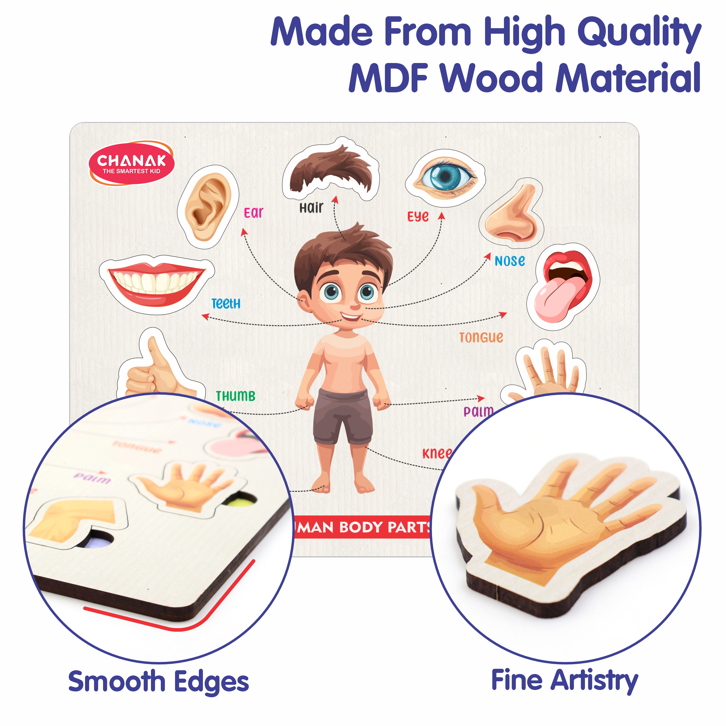 Chanak 4-in-1 Wooden Educational Puzzle Combo – Human Body, Alphabet, Vegetables & India Map – Montessori Learning Set for Toddlers & Preschoolers Age 2+ Aditi Toys Pvt. Ltd.