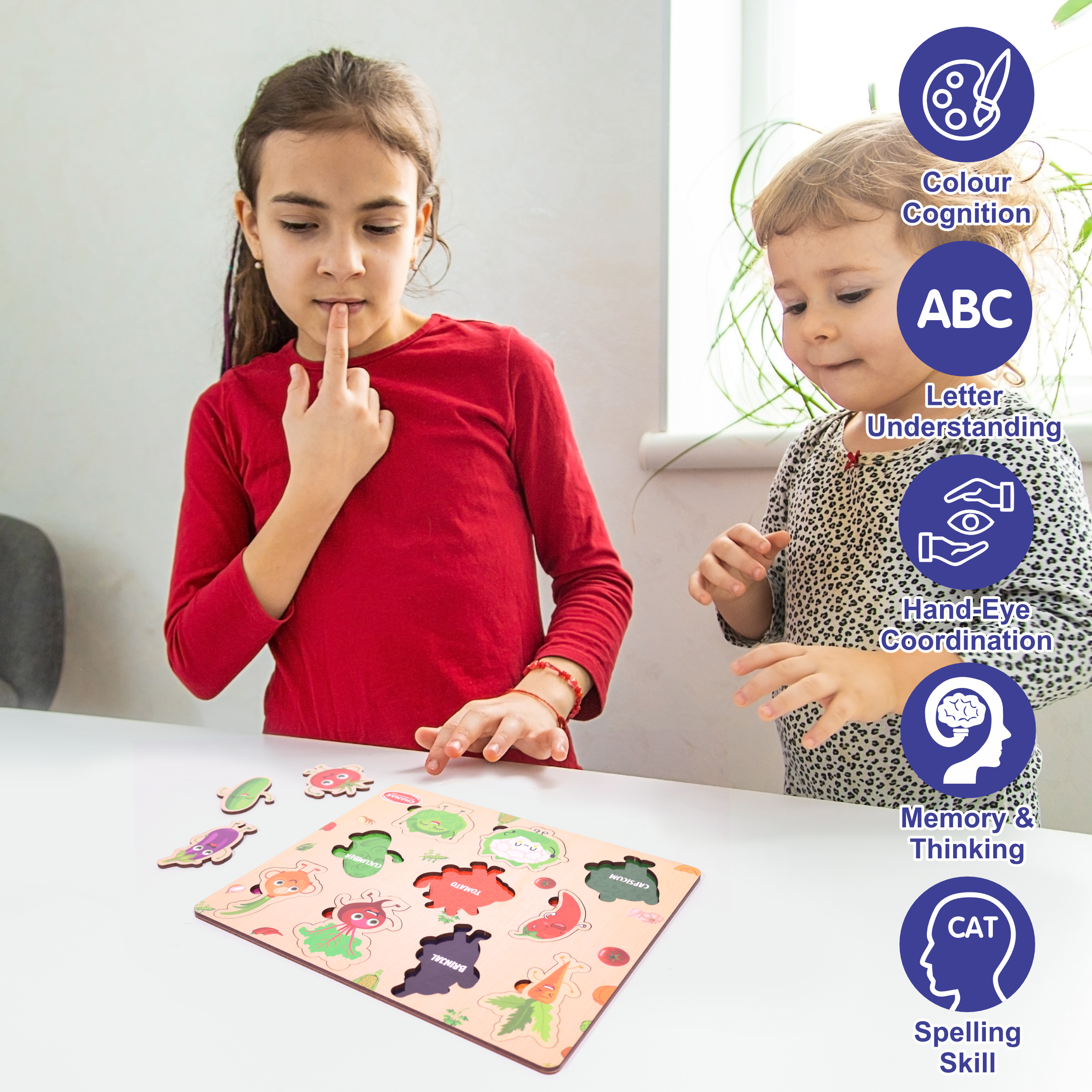 Chanak 4-in-1 Wooden Educational Puzzle Combo – Human Body, Alphabet, Vegetables & India Map – Montessori Learning Set for Toddlers & Preschoolers Age 2+ Aditi Toys Pvt. Ltd.