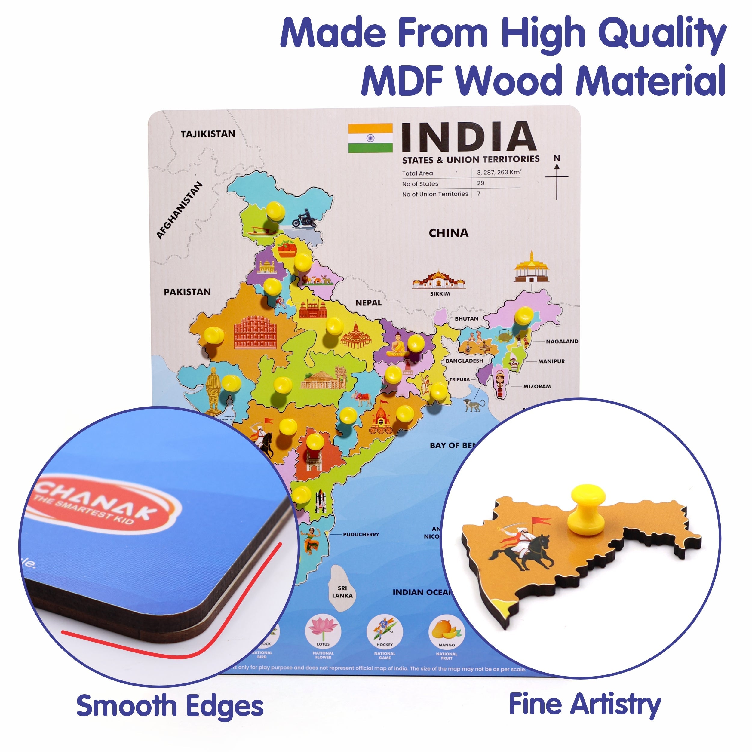 Chanak 4-in-1 Wooden Educational Puzzle Combo – Human Body, Alphabet, Vegetables & India Map – Montessori Learning Set for Toddlers & Preschoolers Age 2+ Aditi Toys Pvt. Ltd.