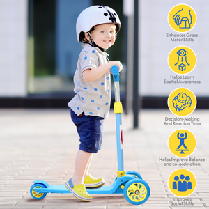 Chanak Go Thunder Kick Scooter for kids 3 Wheel Foldable Scooter With Rear Break 4 Height Adjustable With Lock for Boy & Girl 5+ Age Kids Scooter (Blue) chanak