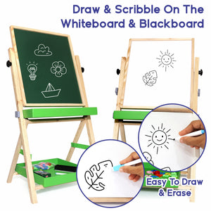 Chanak 2-in-1 Wooden Kids Easel Board – Educational Fun for Growing Minds chanak