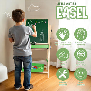 Chanak 2-in-1 Wooden Kids Easel Board – Educational Fun for Growing Minds chanak