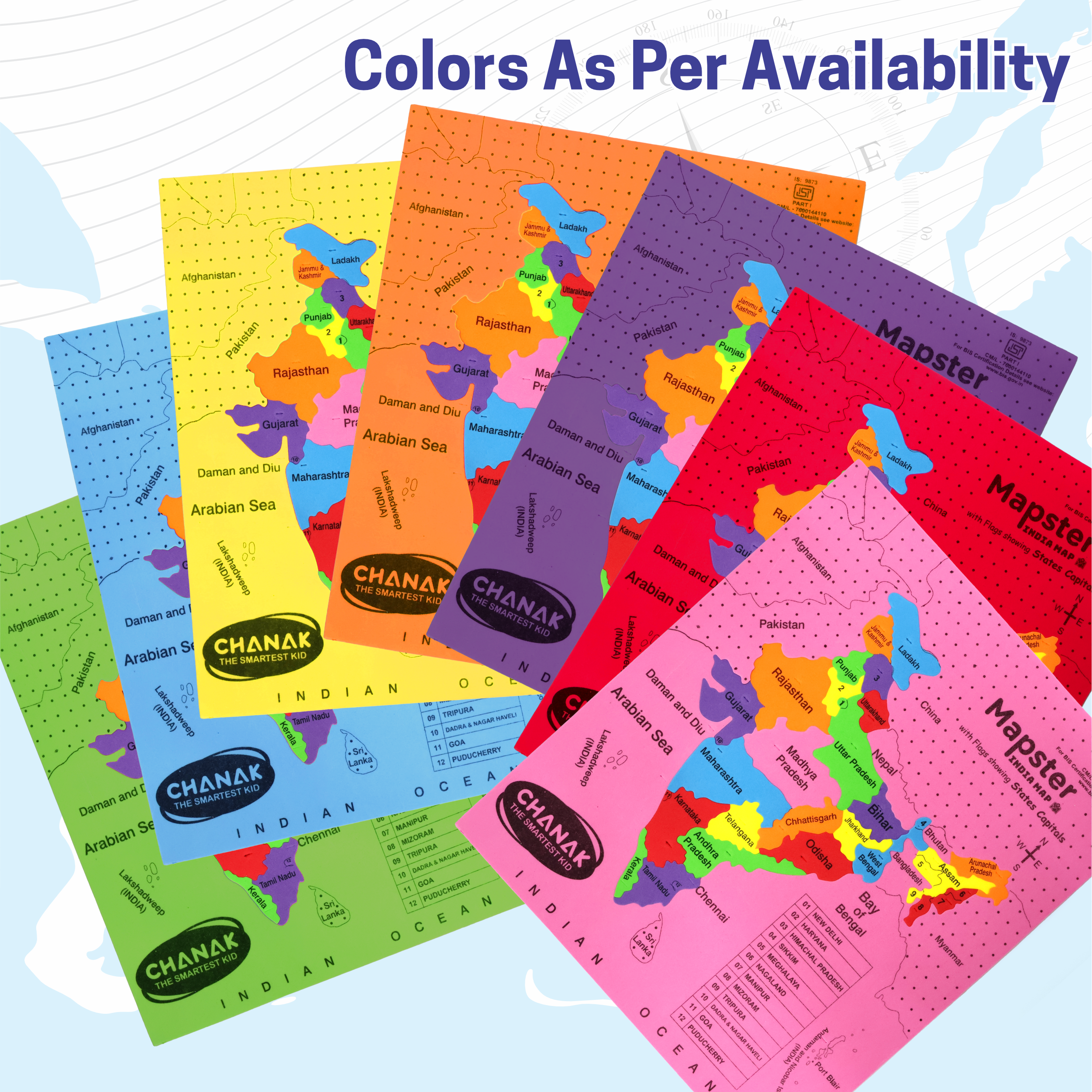 Chanak India Map Puzzle for Kids – 24-Piece Foam Map with Flags, Capitals & Union Territory Stickers – Fun & Educational Geography Toy (Ages 5–12) Aditi Toys Pvt. Ltd.