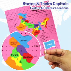 Chanak India Map Puzzle for Kids – 24-Piece Foam Map with Flags, Capitals & Union Territory Stickers – Fun & Educational Geography Toy (Ages 5–12) Aditi Toys Pvt. Ltd.