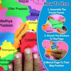 Chanak India Map Puzzle for Kids – 24-Piece Foam Map with Flags, Capitals & Union Territory Stickers – Fun & Educational Geography Toy (Ages 5–12) Aditi Toys Pvt. Ltd.