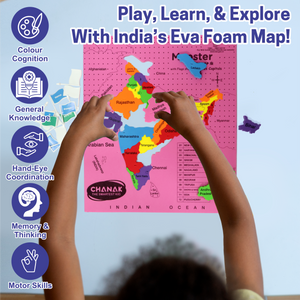 Chanak India Map Puzzle for Kids – 24-Piece Foam Map with Flags, Capitals & Union Territory Stickers – Fun & Educational Geography Toy (Ages 5–12) Aditi Toys Pvt. Ltd.