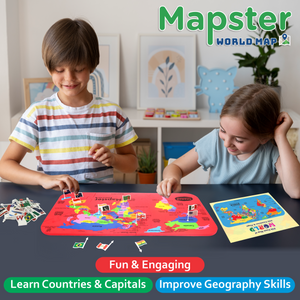 Chanak MapsterWorld Foam World Map Puzzle for Kids – 61 Country-Shaped Pieces, 60 Flags & Capital Stickers – Educational Geography Toy for Ages 5+ chanak