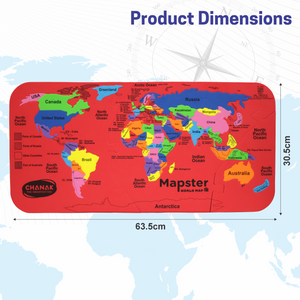 Chanak MapsterWorld Foam World Map Puzzle for Kids – 61 Country-Shaped Pieces, 60 Flags & Capital Stickers – Educational Geography Toy for Ages 5+ chanak