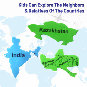 Chanak MapsterWorld Foam World Map Puzzle for Kids – 61 Country-Shaped Pieces, 60 Flags & Capital Stickers – Educational Geography Toy for Ages 5+ chanak