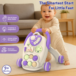 Chanak Happy Feet Baby Walker for 9+ Months, Adjustable Speed, Anti-Slip Wheels, Music & Activity Center, BPA-Free, Stable Design with Water Tank, Interactive Push Walker for Baby Boys & Girls chanak