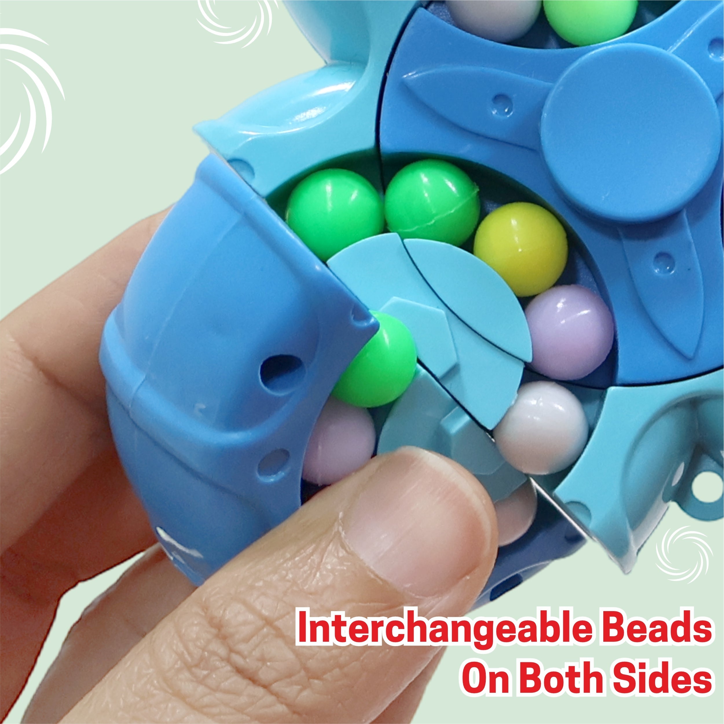 Chanak Spinny Twist Magic Bean Cube Fidget Spinner Puzzle Toy, 2-in-1 Sensory Toy for Kids & Adults, Rotating Double-Sided Color Beads Cube, Stress Relief, ADHD, Anxiety, Focus & Brain Teaser Gift, Above 3+ Age chanak