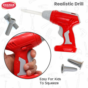 Chanak Jr. Mechanical Set Wheel Briefcase for Kids, Mechanical Set with LED Light Instruments, Pretend Play Mechanical Set for Kids Above 3 Years, 24 Piece Mechanical Set for Boys & Girls, BIS Approved. (Red Briefcase) chanak