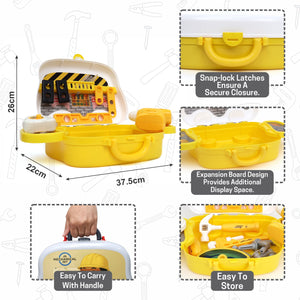 Chanak Jr. Mechanical Set Wheel Briefcase for Kids, Mechanical Set with LED Light Instruments, Pretend Play Mechanical Set for Kids Above 3 Years, 24 Piece Mechanical Set for Boys & Girls, BIS Approved. (Yellow Briefcase) chanak