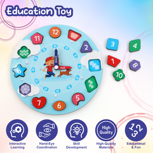 Learning Wooden Clock (Blue) chanak