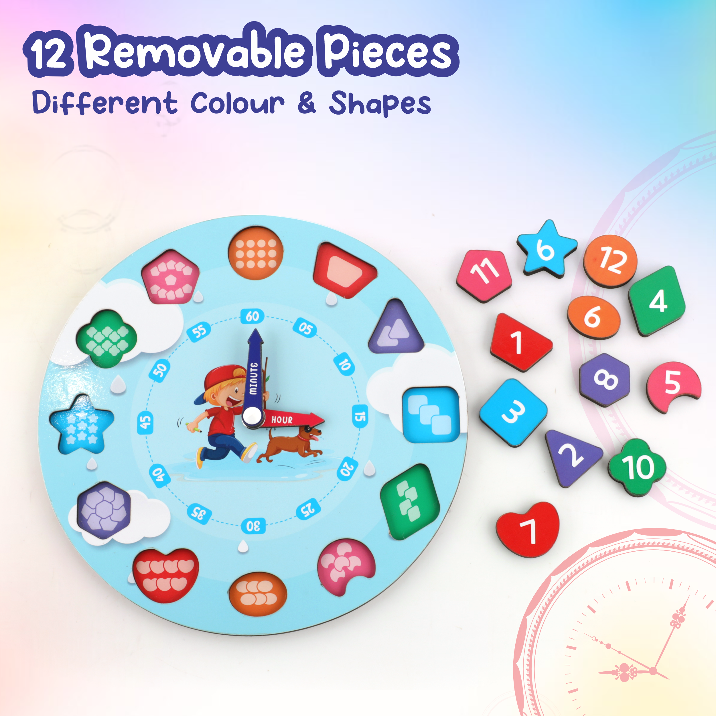 Learning Wooden Clock (Blue) chanak